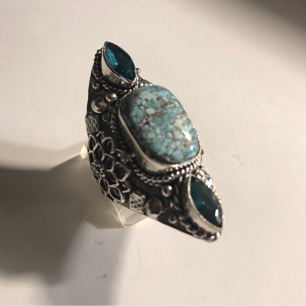 Turquoise Blue Topaz 925 Sterling Silver Ring